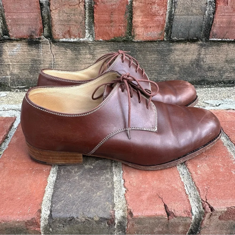 Paraboot Made in France Cognac Lace Up Leather Dress Shoes UK 6.5K EU40 US 7.5